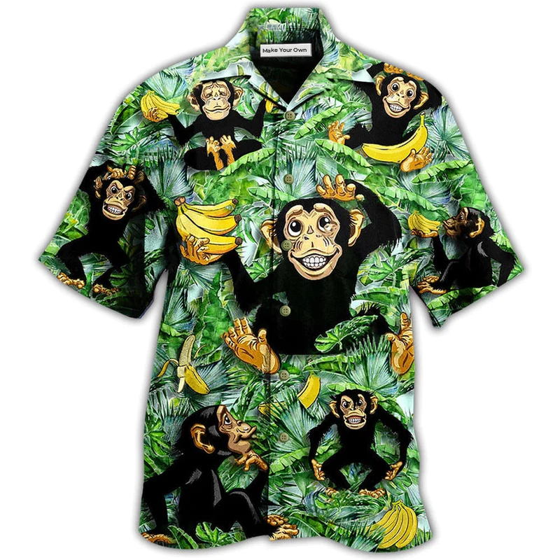 Monkey Banana Tree Hawaiian Shirt For Summer Vacation And Beach Travel