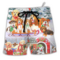 Christmas Dog Snowman Tree Beach Shorts For Warm Weather Outings And Leisure And Relaxation