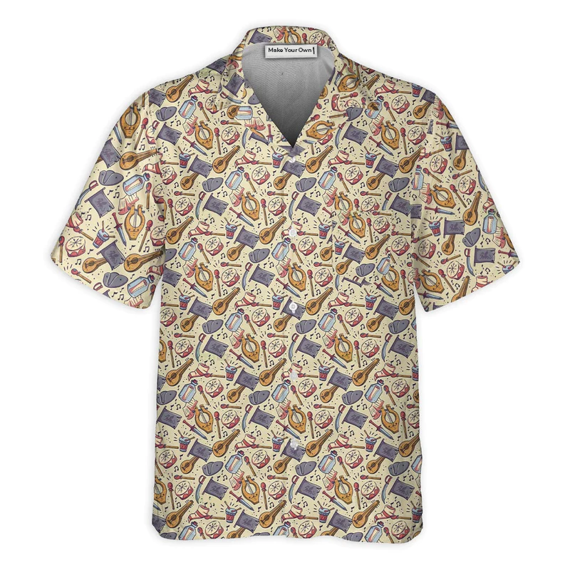 Fantasy Role Bard Sword Music Hawaiian Shirt Button Front Artwork For Warm Weather Events
