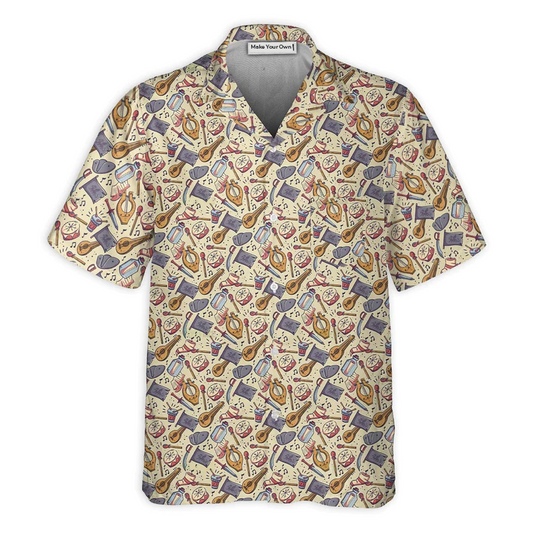 Fantasy Role Bard Sword Music Hawaiian Shirt Button Front Artwork For Warm Weather Events