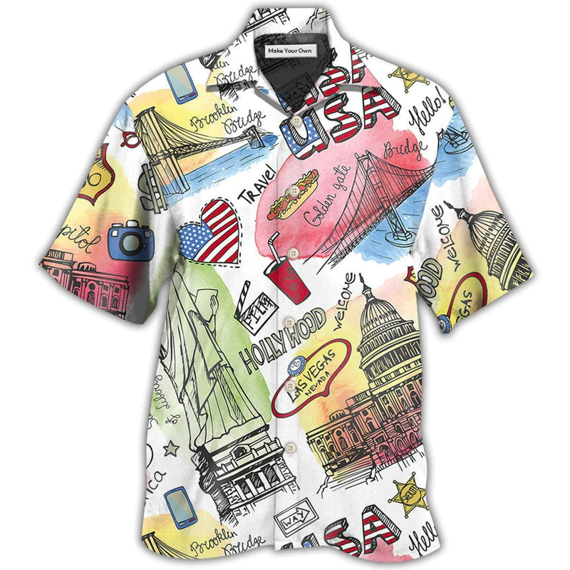 Artistic Patriotic American Hawaiian Shirt For Island Vacation Beach Days And Thoughtful Gifting