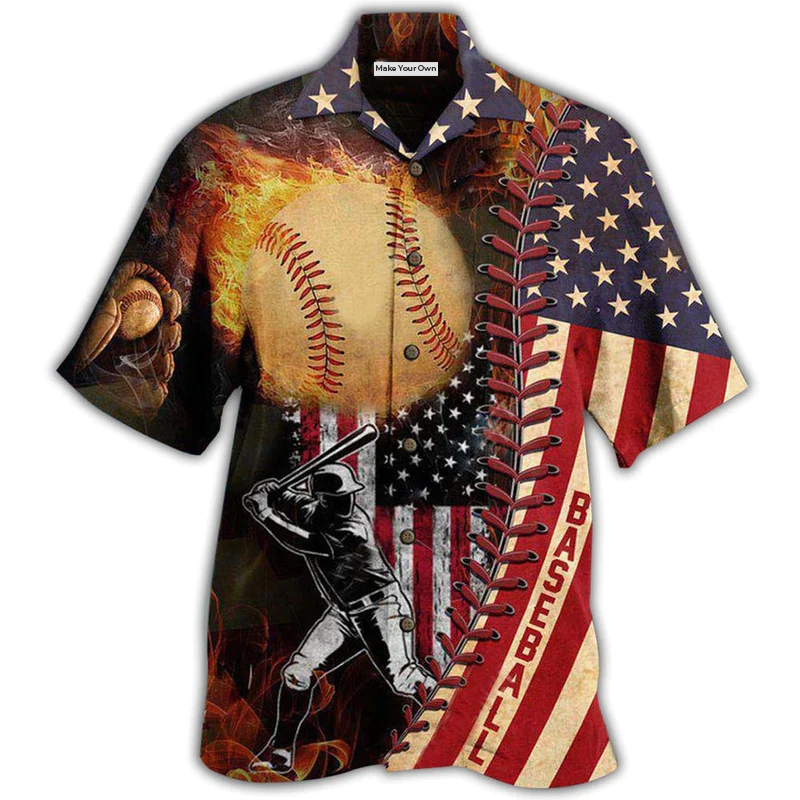 Patriotic Baseball Hawaiian Shirt For Beach Getaways Resort Outings And Thoughtful Gifting