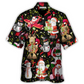Festive Cheerful Christmas Santa Snowman Hawaiian Shirt Summer Design Detail For Warm Weather Events