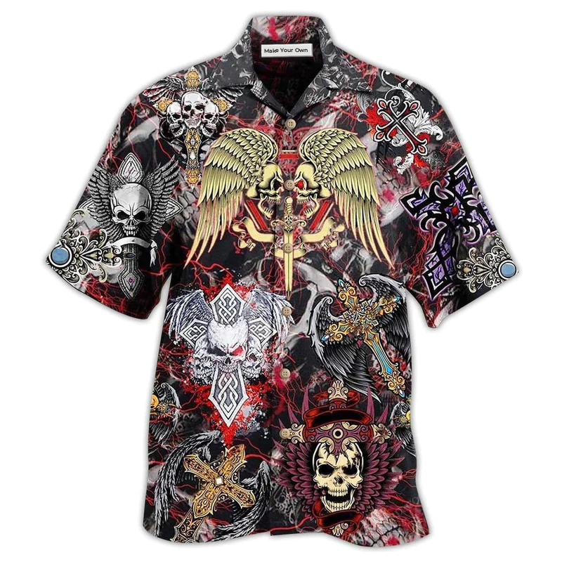 Skull And Vintage Key Hawaiian Shirt For Tropical Getaways Outdoor Fun And Everyday Wear
