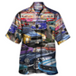 Classic Car Show Hawaiian Shirt Pattern Detail For Summer Holidays And Outdoor Fun