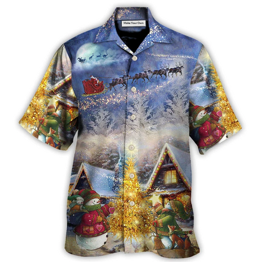 Snowman Christmas Reindeer Family Gift Light Hawaiian Shirt For Summer Events And Casual Outdoor Wear