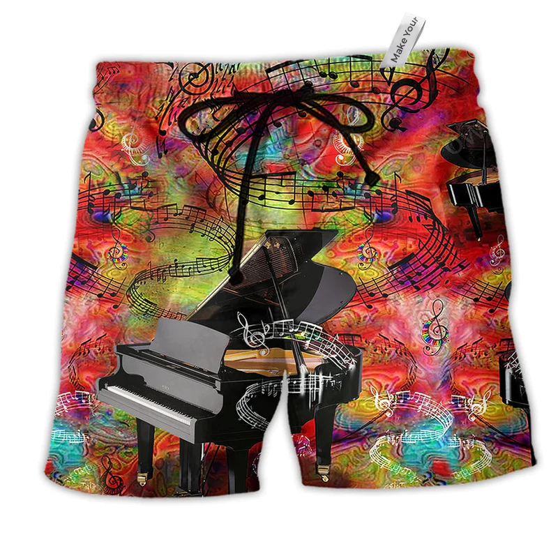 Piano Guide You To The World Music Hawaiian Beach Shorts For Beach Days And Casual Style