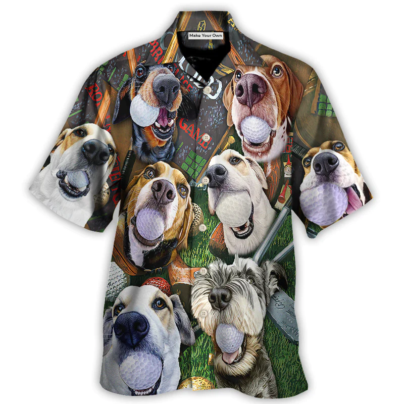 Golf Beach Dog Hawaiian Shirt Pattern Detail For Island Holidays