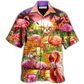 Flamingo Romantic Sunset Hawaiian Shirt For Beach Parties And Weekend Getaways