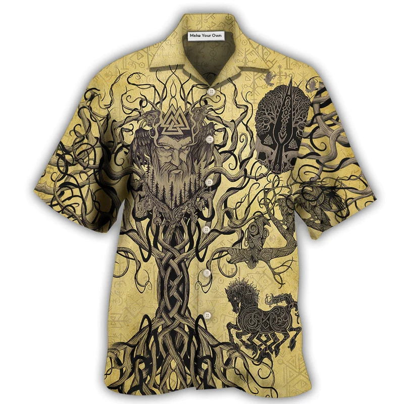 Norse Warrior Victory Unique Hawaiian Shirt Artwork View For Coastal Escapes And Resort Style