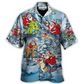 Dinosaur Christmas Riding Tree Gift Light Hawaiian Shirt Design View For Casual Summer Styling