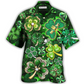 Irish Shamrock Leaf Diamond Hawaiian Shirt For Beach Parties And Weekend Getaways
