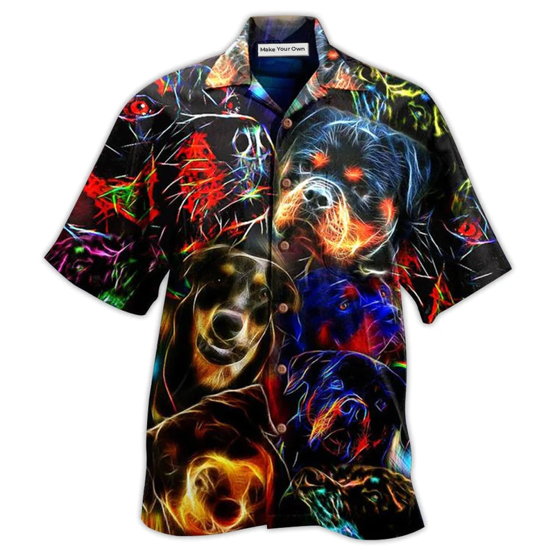 Rottweiler Dogs Bubby Hawaiian Shirt Artwork View For Coastal Escapes And Resort Style