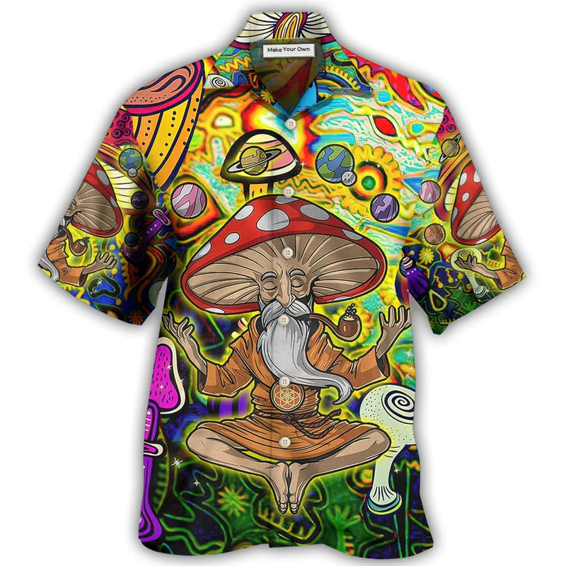 Bohemian Colorful Mushroom Witch Hawaiian Shirt For Summer Vacation And Beach Travel