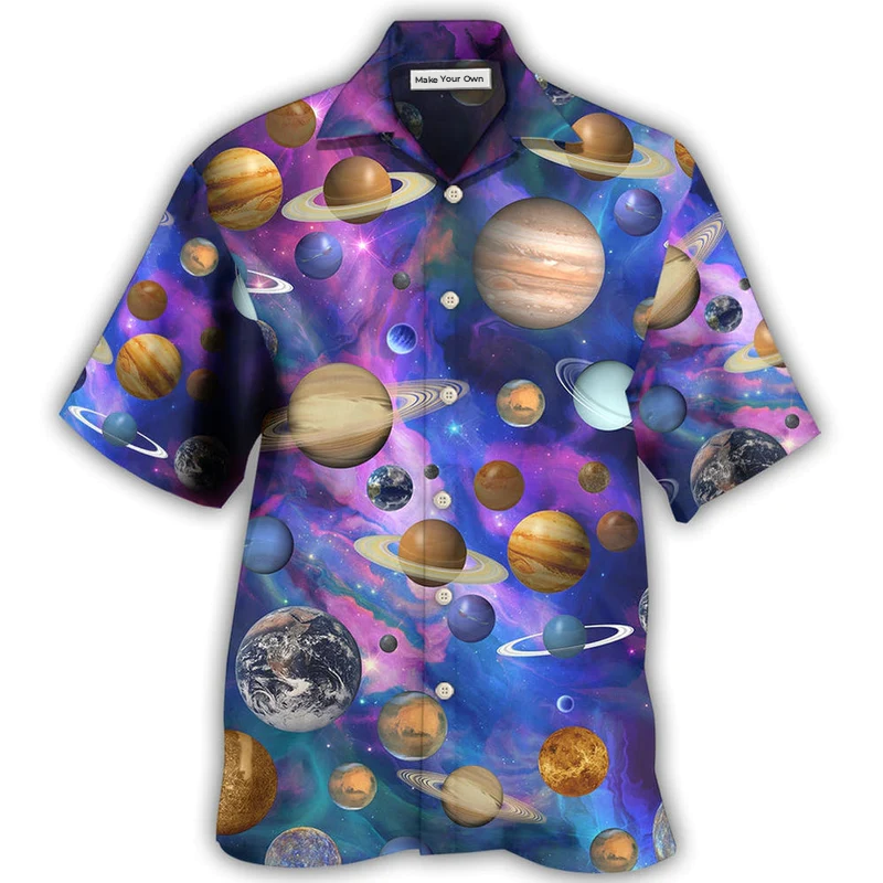 Planet Solar System Galaxy Hawaiian Shirt For Resort Getaways And Comfortable Summer Activities