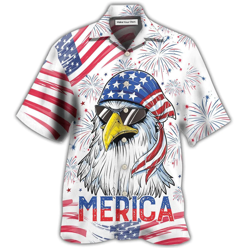 Eagle Independence Day American Hawaiian Shirt For Warm Weather Adventures And Everyday Comfort