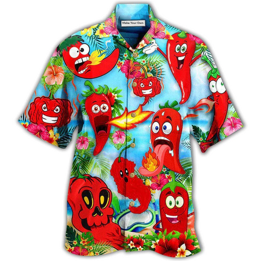 Funny Fruit Chili Peppers Hawaiian Shirt For Vacation Days And Relaxed Coastal Outings