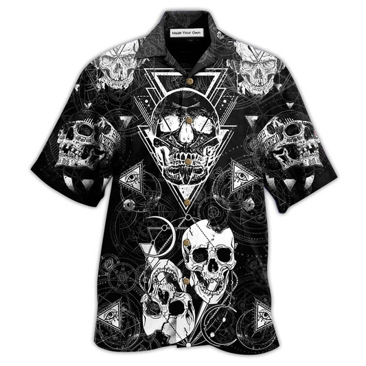 Black Skull Hawaiian Shirt For Resort Getaways And Comfortable Summer Activities