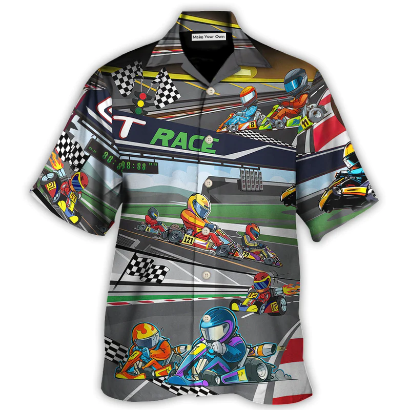 High Speed Racing Car Hawaiian Shirt For Island Holidays Summer Parties And Casual Outdoor Wear