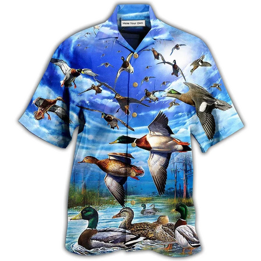Duck Freedom Wild Hawaiian Shirt Design Detail For Sunny Adventures And Casual Wear