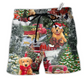 Beagle Dogs Love Christmas Every Time Hawaiian Beach Shorts For Seasonal Summer Travel