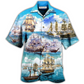 Sailing Sea Hawaiian Shirt Pattern View For Lightweight Everyday Style