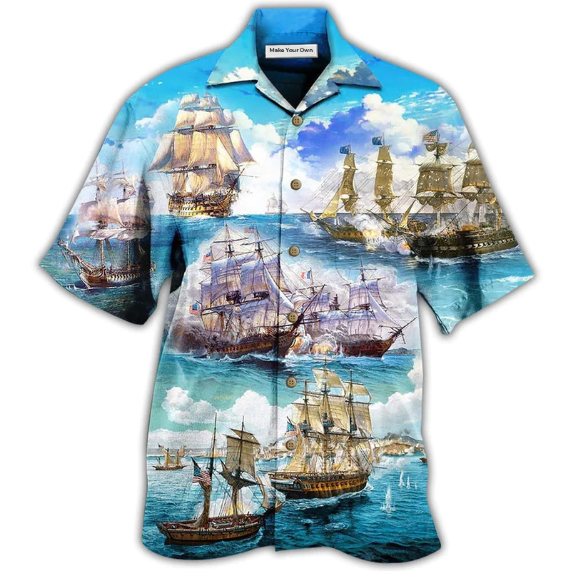 Sailing Sea Hawaiian Shirt Pattern View For Lightweight Everyday Style