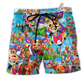 Cow Happy Love Animals Hawaiian Print Beach Shorts For Relaxed Warm Weather Wear