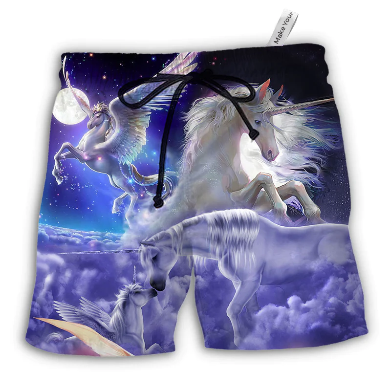 Fantasy Unicorn Beach Shorts For Oceanfront Escapes And Comfortable Daily Use