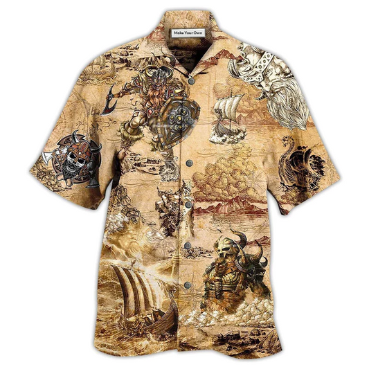 Norse Warrior Map War Hawaiian Shirt For Vacation Days And Relaxed Coastal Outings