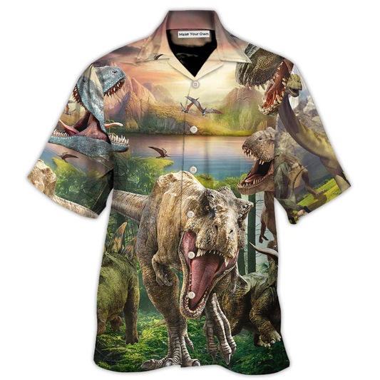 Dinosaur Am Roarsome Hawaiian Shirt For Tropical Holidays And Casual Wear
