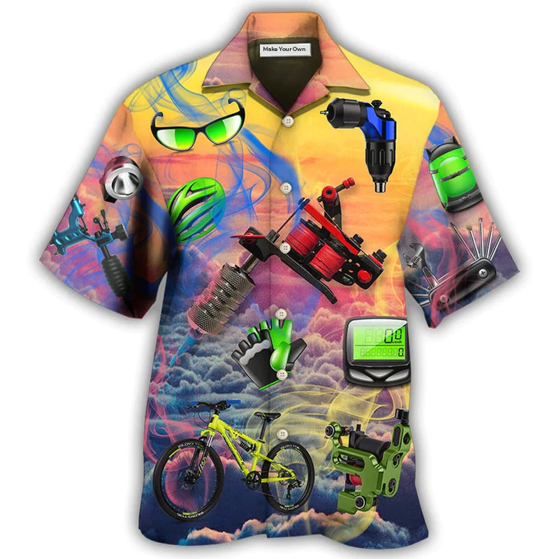 Dreamy Cycling Tatoo Sky Hawaiian Shirt Design Detail For Sunny Adventures And Casual Wear