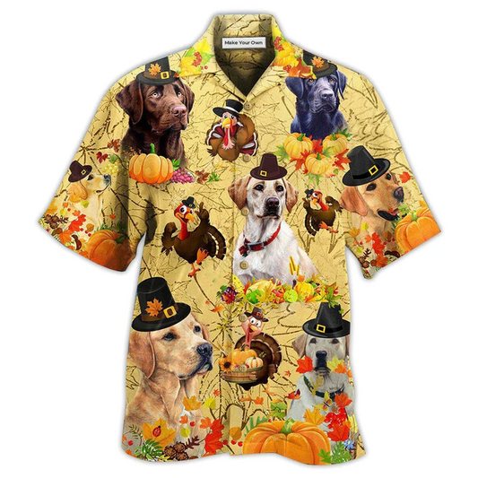 Dog Labrador Retriever Thanksgiving Hawaiian Shirt Design Detail For Beach Days And Holiday Travel