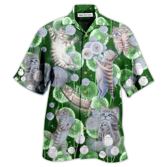 Dreamy Cat Happiness Hawaiian Shirt Design View For Casual Summer Styling