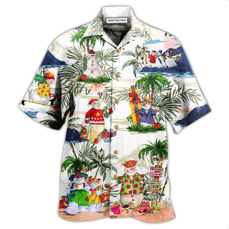 Christmas Snowman And Hawaiian Island Hawaiian Shirt For Coastal Adventures Summer Events And Everyday Comfort
