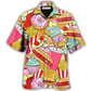 Colorful Food Junk Hawaiian Shirt For Summer Vacation And Beach Travel