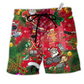 Christmas Come On Play Hockey With Santa Claus Beach Shorts For Festive Vacation Wear