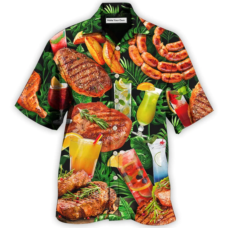 Cocktail BBQ Hawaiian Shirt For Poolside Relaxation And Sunny Getaways