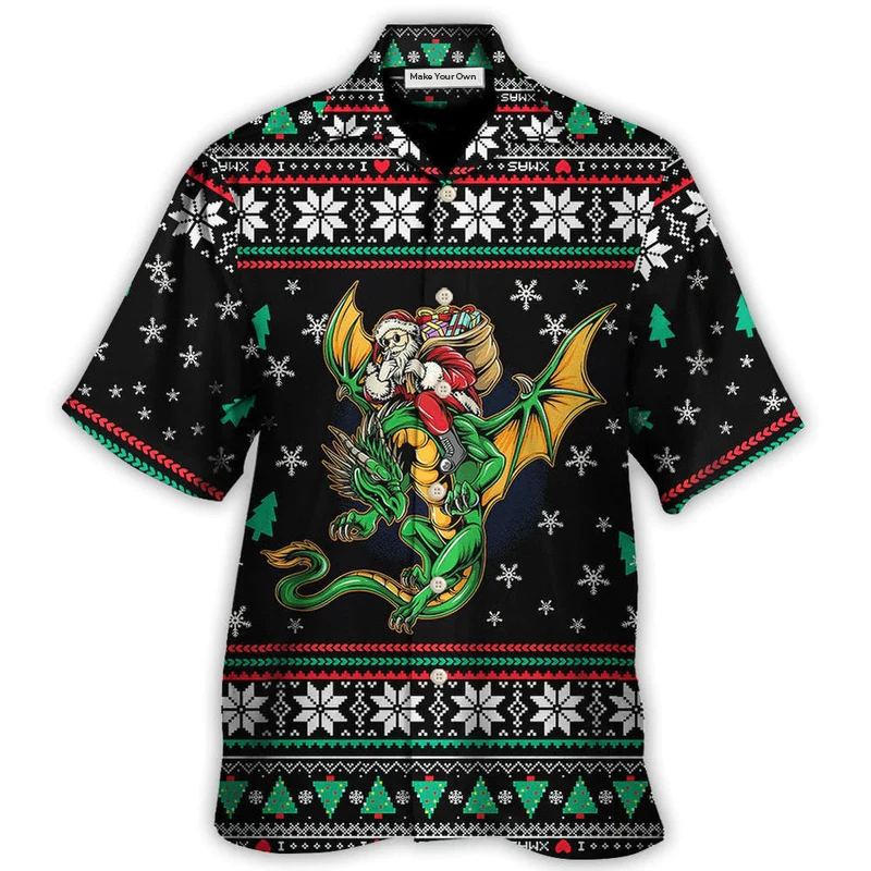 Festive Dragon Christmas Hawaiian Shirt For Poolside Relaxation And Sunny Getaways