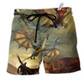 Dragon Love Cool Life Hawaiian Print Beach Shorts For Bold Summer Vacation Style