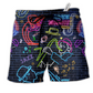 Music Love Saxophone Neon Purple Classic Beach Shorts For Musicians And Outdoor Comfort