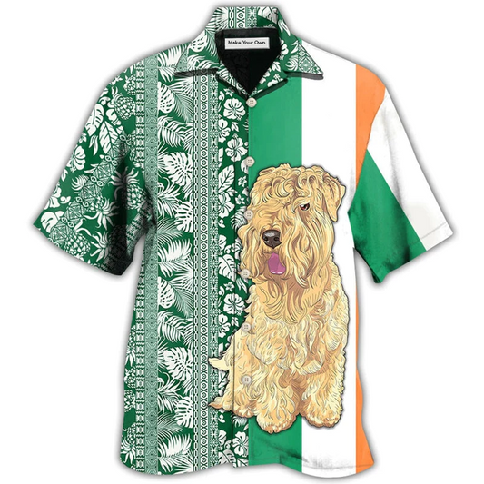 Tropical Dog Wheaten Terrier Leaf Hawaiian Shirt Design Detail For Sunny Adventures And Casual Wear