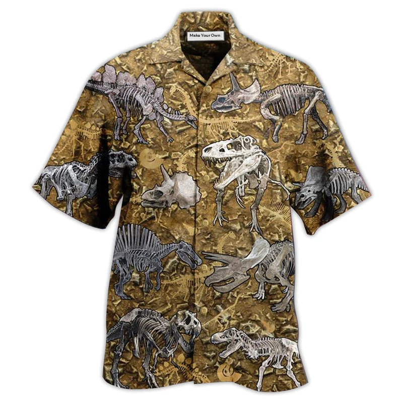 Dinosaur Bone Hawaiian Shirt For Coastal Adventures And Warm Weather Wear