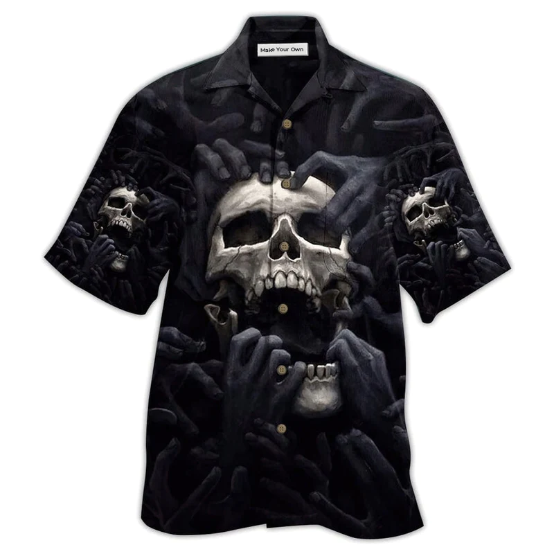 Skull Hawaiian Shirt For Tropical Holiday Resort Parties And Everyday Style
