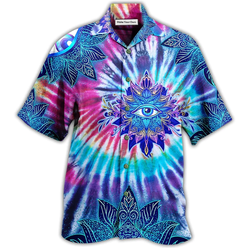 Yoga Eyes Mandala Hawaiian Shirt Artwork Detail For Tropical Trips And Casual Outings