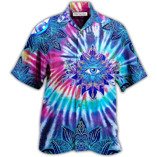 Yoga Eyes Mandala Hawaiian Shirt Artwork Detail For Tropical Trips And Casual Outings