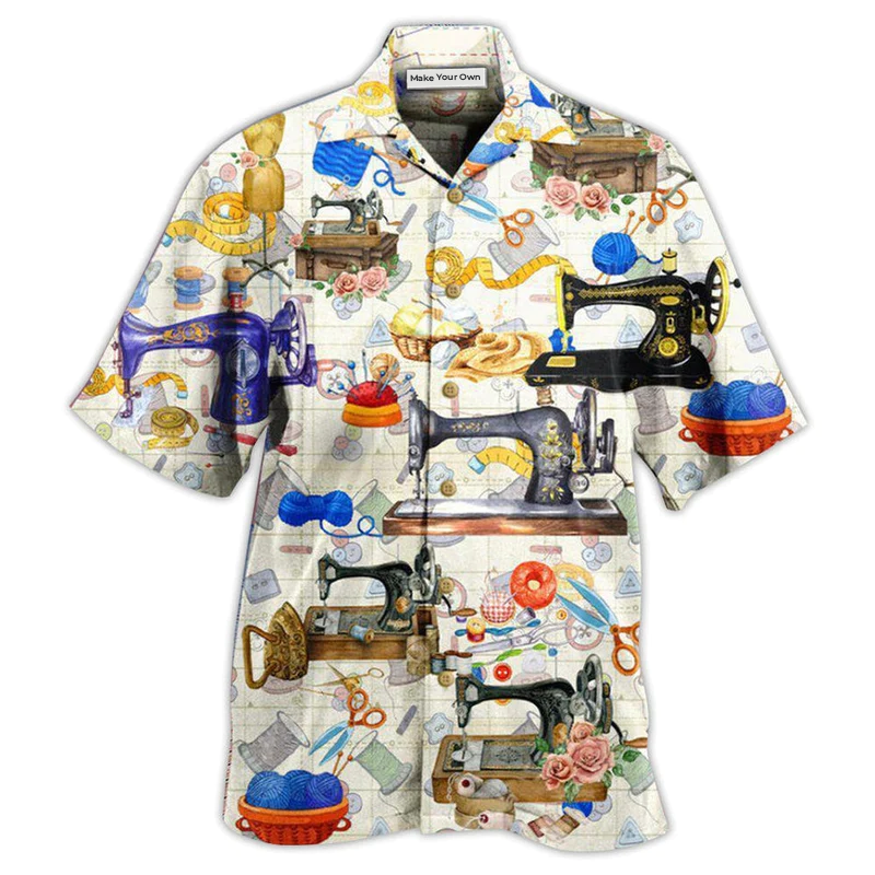 Sewing Fills Days Hawaiian Shirt Artwork Detail For Tropical Trips And Casual Outings