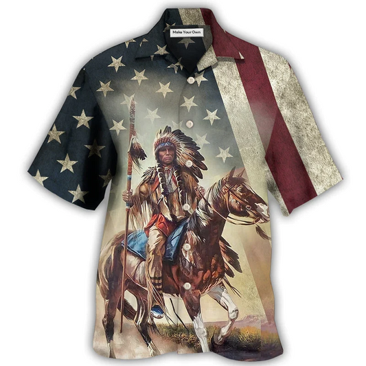 Bohemian Horses Protect Place American Hawaiian Shirt Pattern Detail For Vacation Travel And Daily Wear