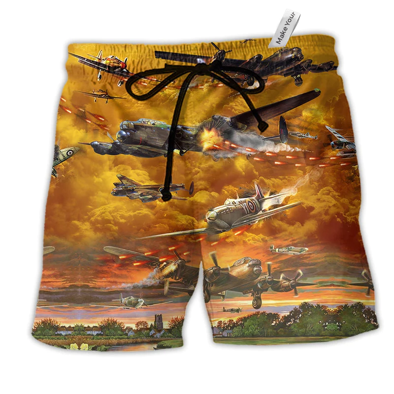 Combat Aircraft Crashing Is What's Dangerous Beach Shorts For Coastal Trips And Outdoor Style