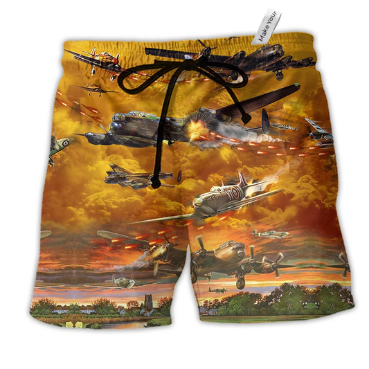 Combat Aircraft Crashing Is What's Dangerous Beach Shorts For Coastal Trips And Outdoor Style